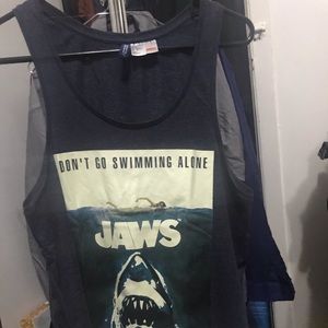 Divided by H&M x Jaws Mens Tank Top Dark Blue S